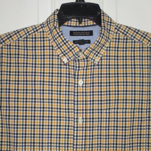 Banana Republic Camden Mens L/S Yellow Cotton Button Down Casual Shirt - Large - Picture 1 of 3